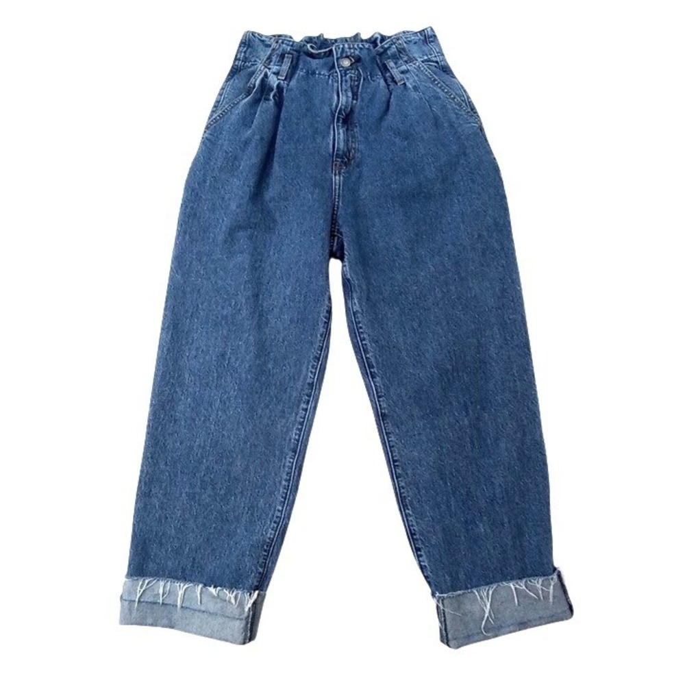 Vintage Abercrombie Fitch High Waisted Paperbag Mom Jeans Blue Denim Size 29